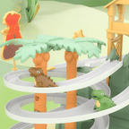 Children's trampoline with dinosaur motif and shock-absorbing construction