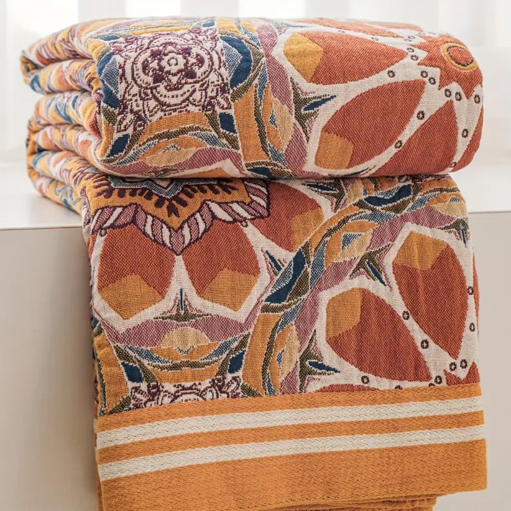 Boho Flora Tone Cotton Blanket