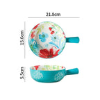 Floral single-handle ceramic bowl