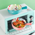 Floral single-handle ceramic bowl