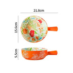 Floral single-handle ceramic bowl