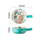 Floral single-handle ceramic bowl