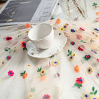 Floral Embroidered Lace Tablecloth Cover