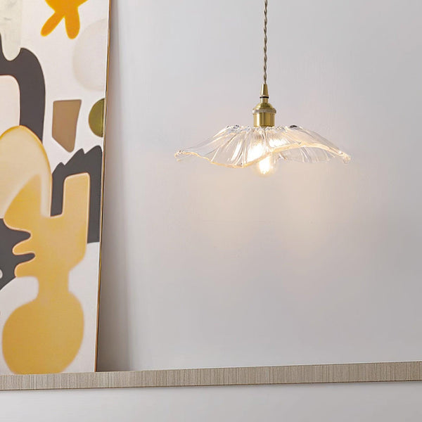 Romantic Hanging Lamp with Floral Glass Shade