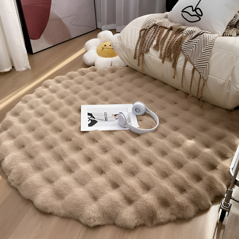 Round Velvet Soft Non-Slip Floor Mat – Cozy Fleece Home Decoration