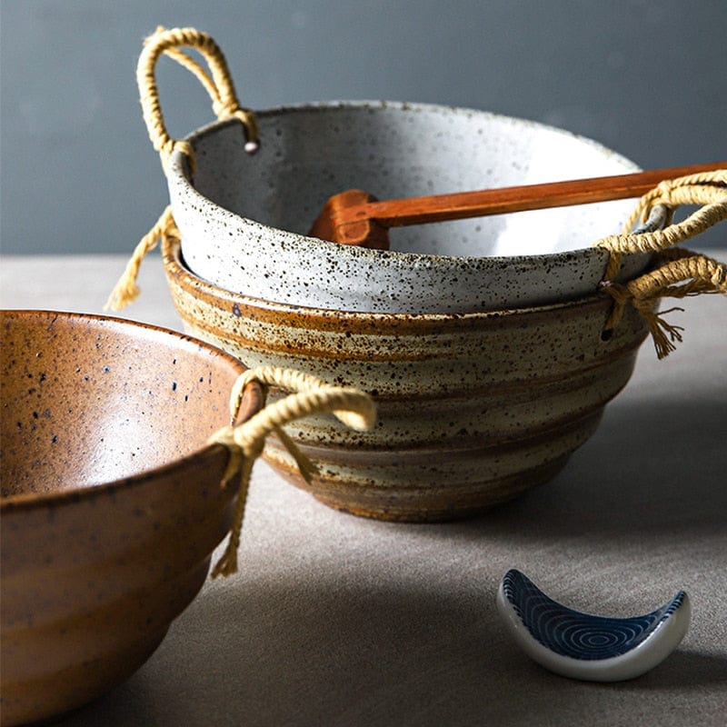 Fortessa ceramic bowl with hemp rope handle