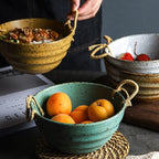 Fortessa ceramic bowl with hemp rope handle