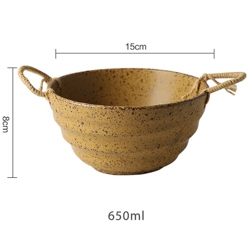 Fortessa ceramic bowl with hemp rope handle