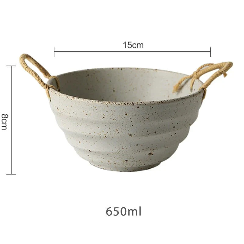 Fortessa ceramic bowl with hemp rope handle