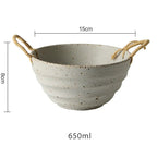 Fortessa ceramic bowl with hemp rope handle