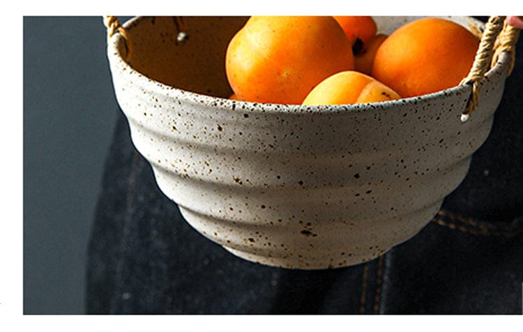 Fortessa ceramic bowl with hemp rope handle
