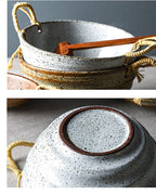 Fortessa ceramic bowl with hemp rope handle