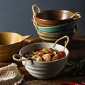 Fortessa ceramic bowl with hemp rope handle