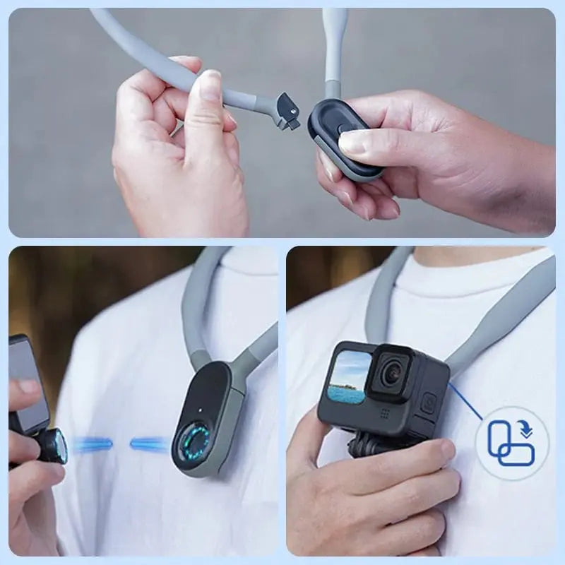 Hands-free U-shaped neck holder for POV and Vlog recordings