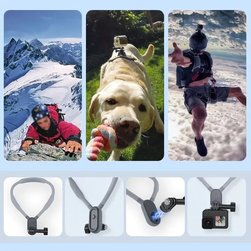 Hands-free U-shaped neck holder for POV and Vlog recordings