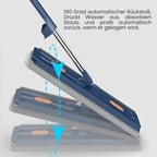 Hands-free set of flat mop and bucket for effortless floor cleaning