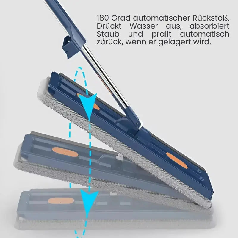 Hands-free set of flat mop and bucket for effortless floor cleaning