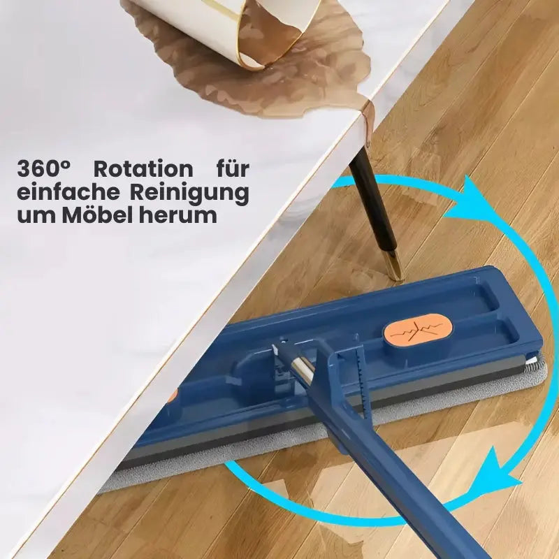 Hands-free set of flat mop and bucket for effortless floor cleaning