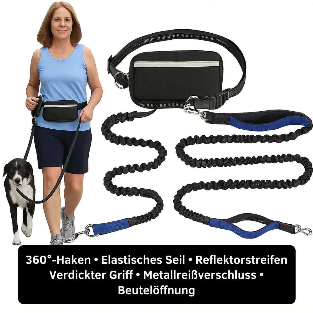 Hands-free walking – with leash & bag in one