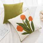 Embroidered tulip cushion cover