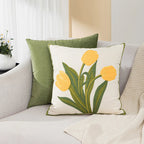 Embroidered tulip cushion cover