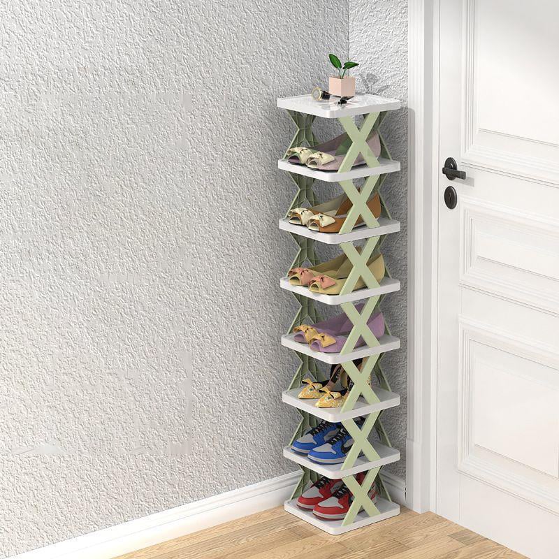 Narrow shoe rack made of wood for space-saving storage