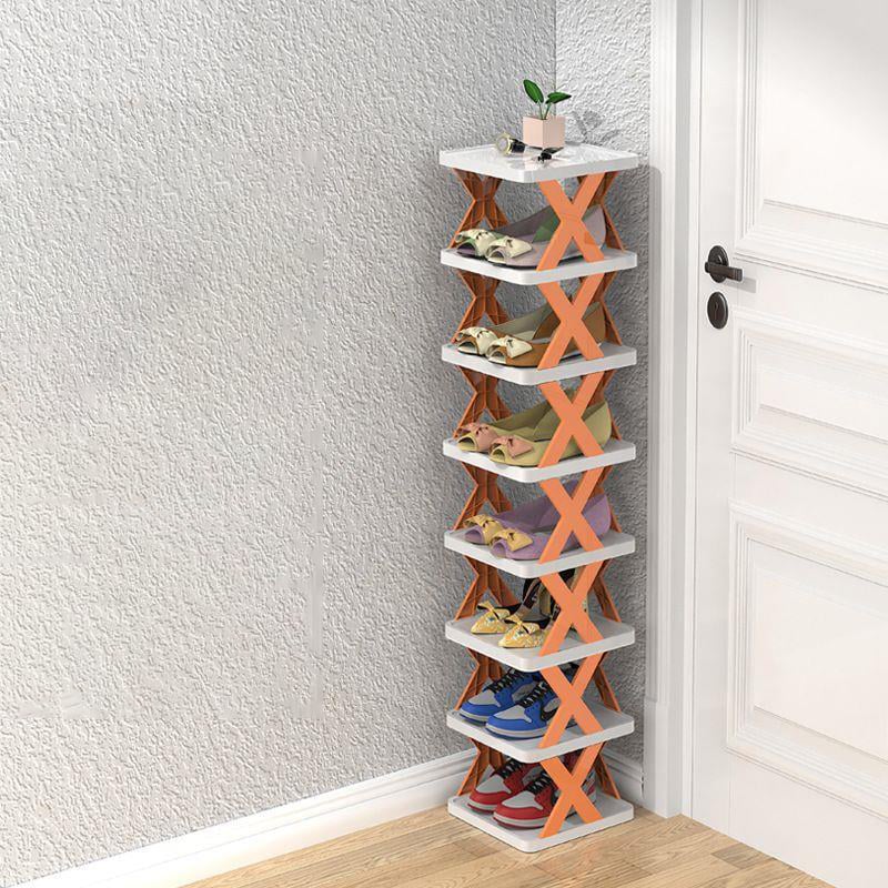 Narrow shoe rack made of wood for space-saving storage