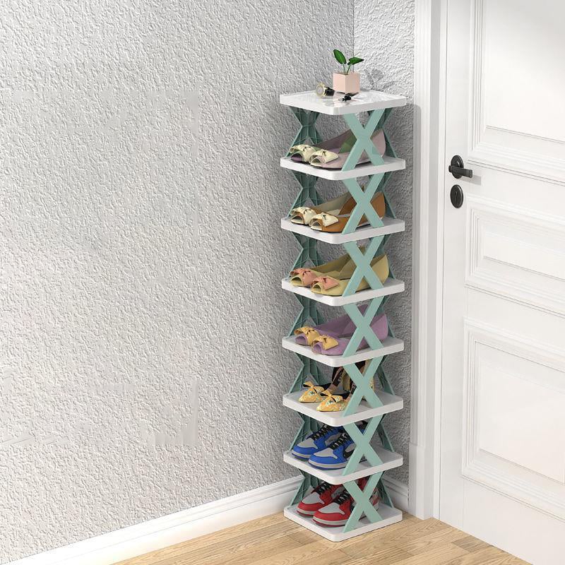 Narrow shoe rack made of wood for space-saving storage