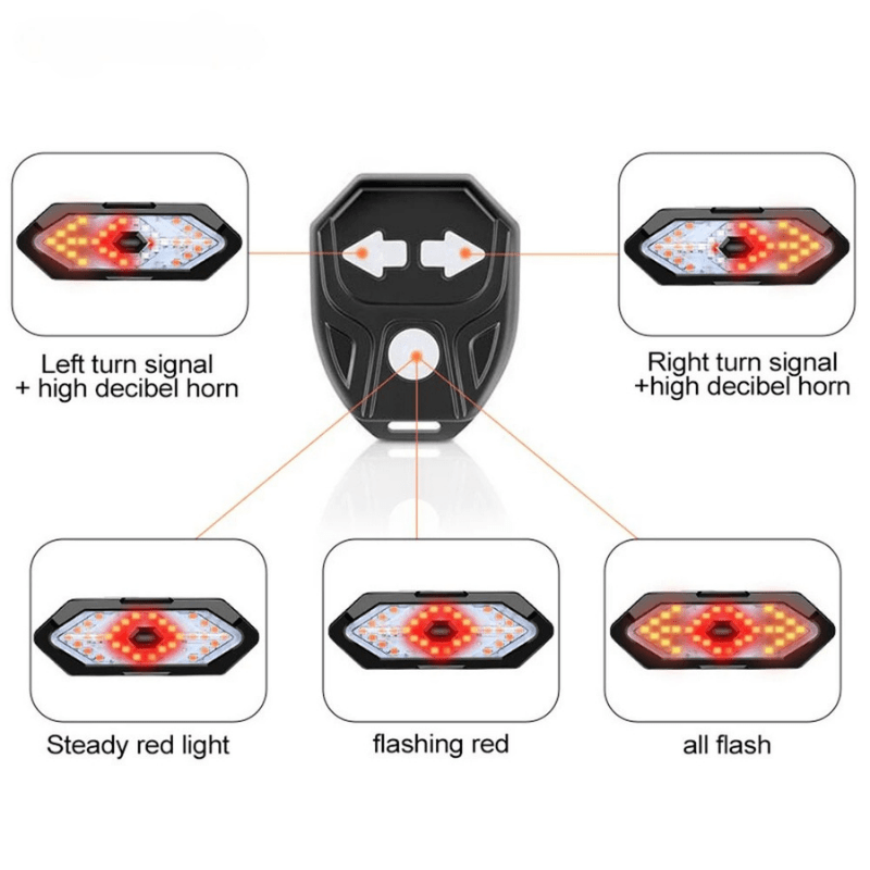 Rechargeable bicycle rear light with remote control & 32 LEDs