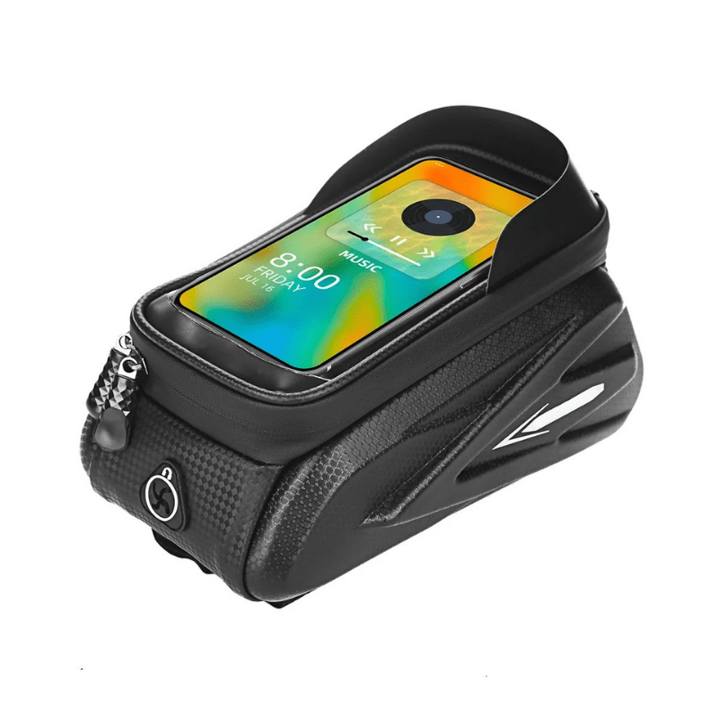 Waterproof bike saddle bag with touchscreen & mobile phone compartment