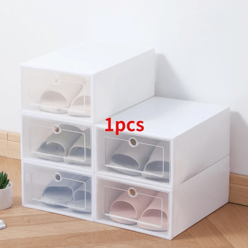 Stackable Shoe Storage Box, Transparent and Tool-Free Assembly