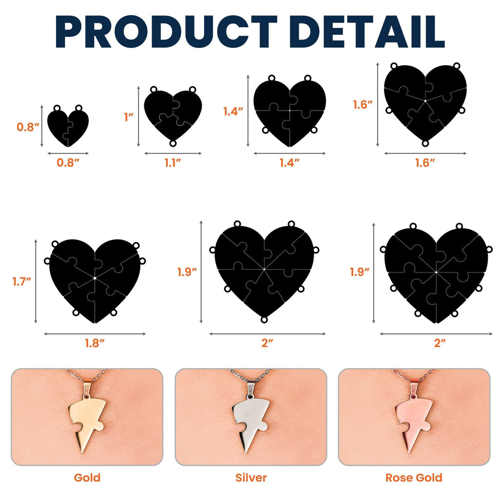 Personalized Family Heart Puzzle Necklace