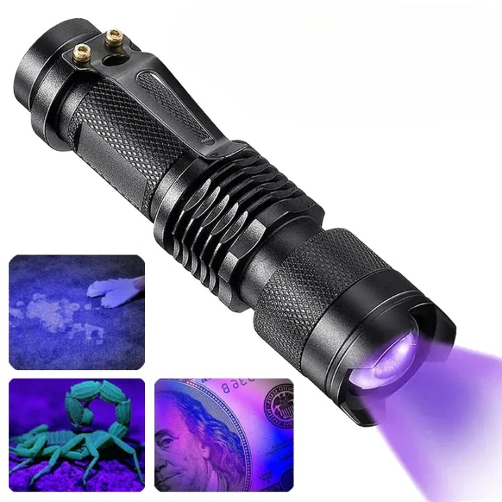 LED UV FLASHLIGHT - ULTRAVIOLET INSPECTION LAMP FOR PET URINE STAINS AND STAIN DETECTION