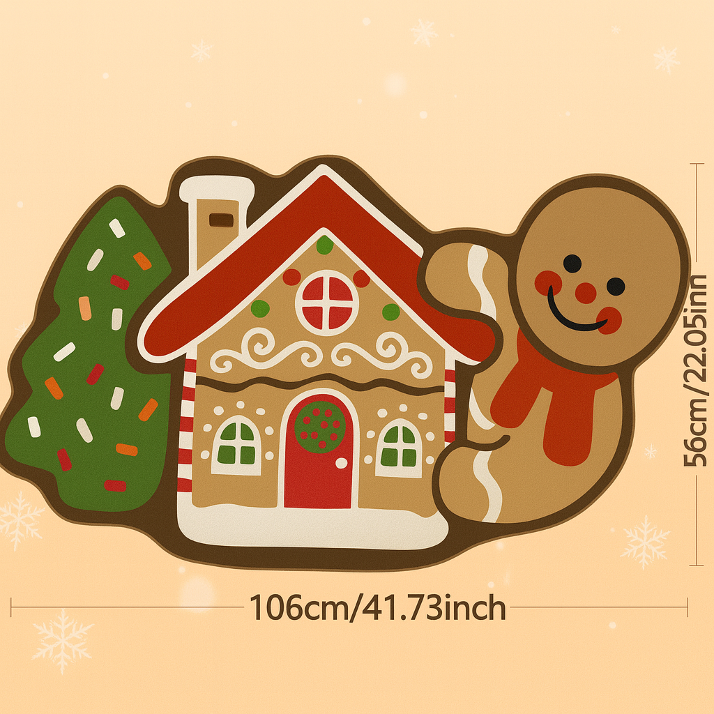 Frostholm Gingerbread Christmas Rug – Cozy Non-Slip Floor Mat for Festive Atmosphere