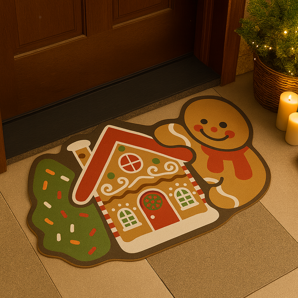 Frostholm Gingerbread Christmas Rug – Cozy Non-Slip Floor Mat for Festive Atmosphere