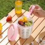 Fruit cup with sieve & fork – Leak-proof