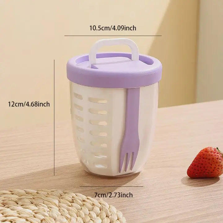 Fruit cup with sieve & fork – Leak-proof