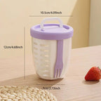 Fruit cup with sieve & fork – Leak-proof