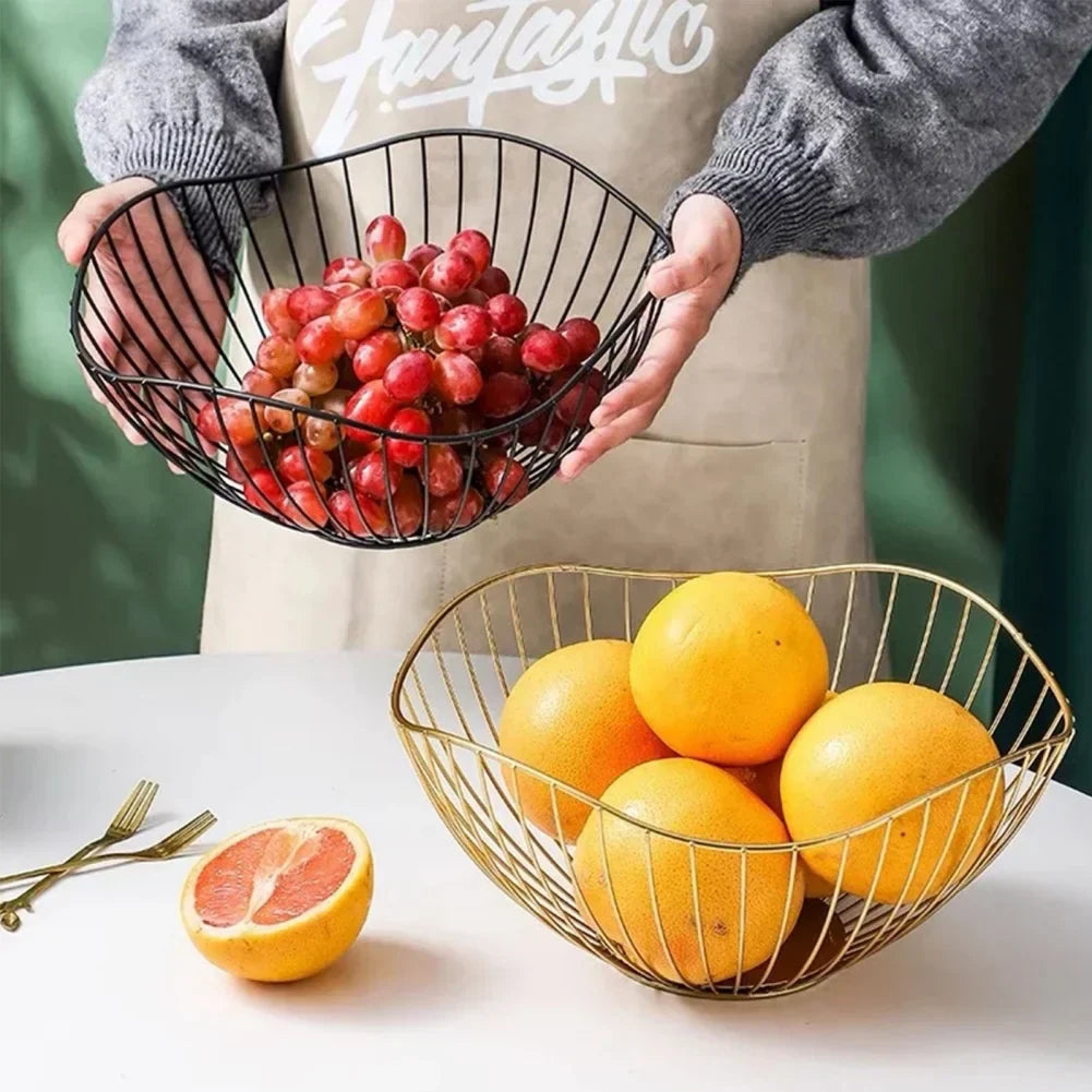 Fruit basket – iron – hollow drain basket – living room decor
