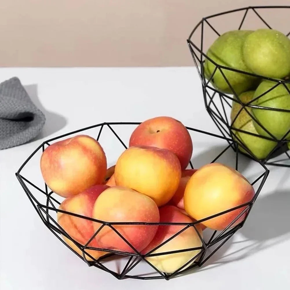 Fruit basket – iron – hollow drain basket – living room decor