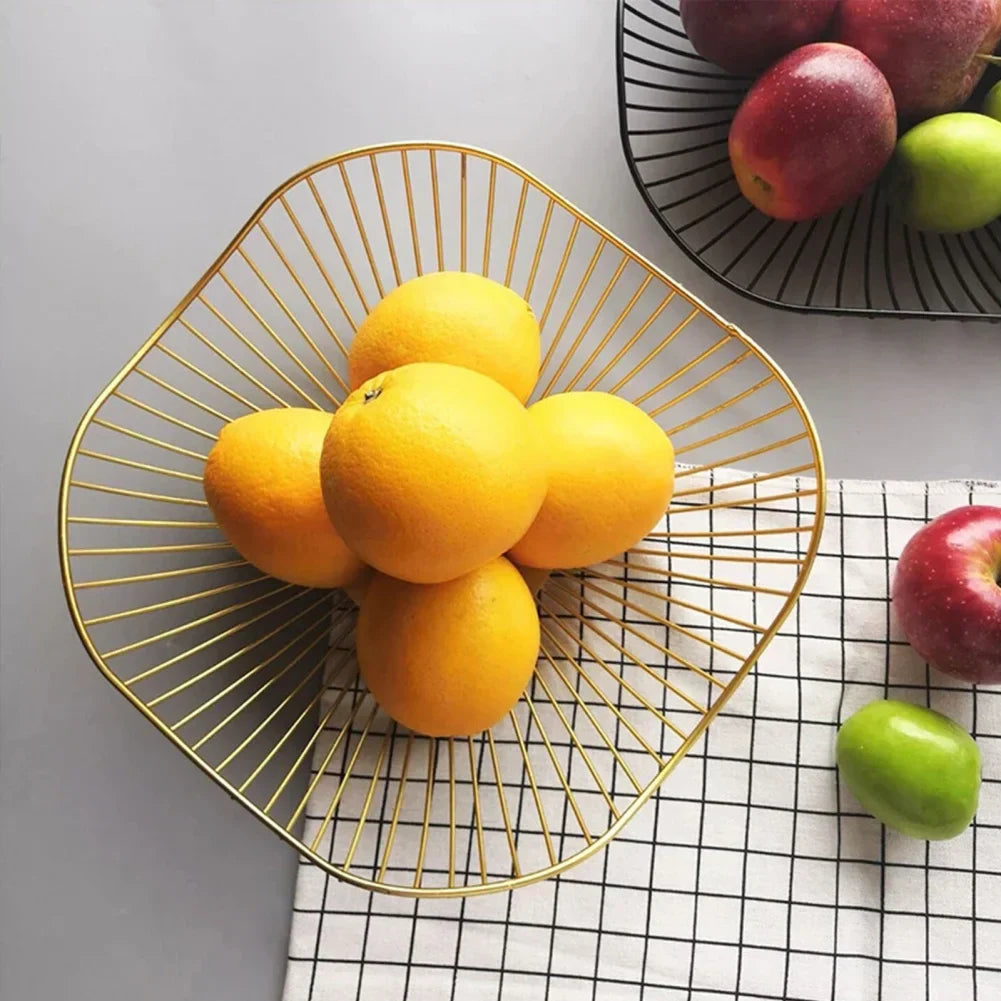 Fruit basket – iron – hollow drain basket – living room decor