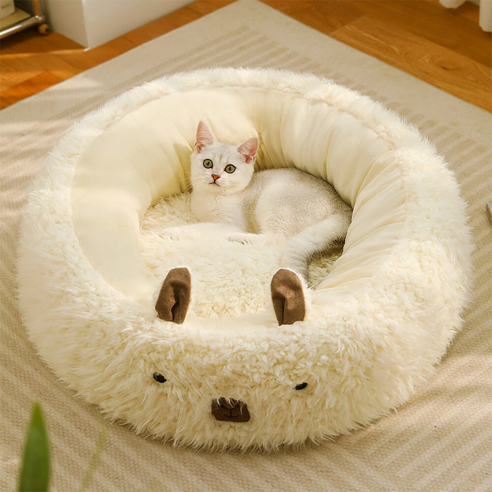 Alpaca-shaped, fluffy, warm, detachable dog and cat bed