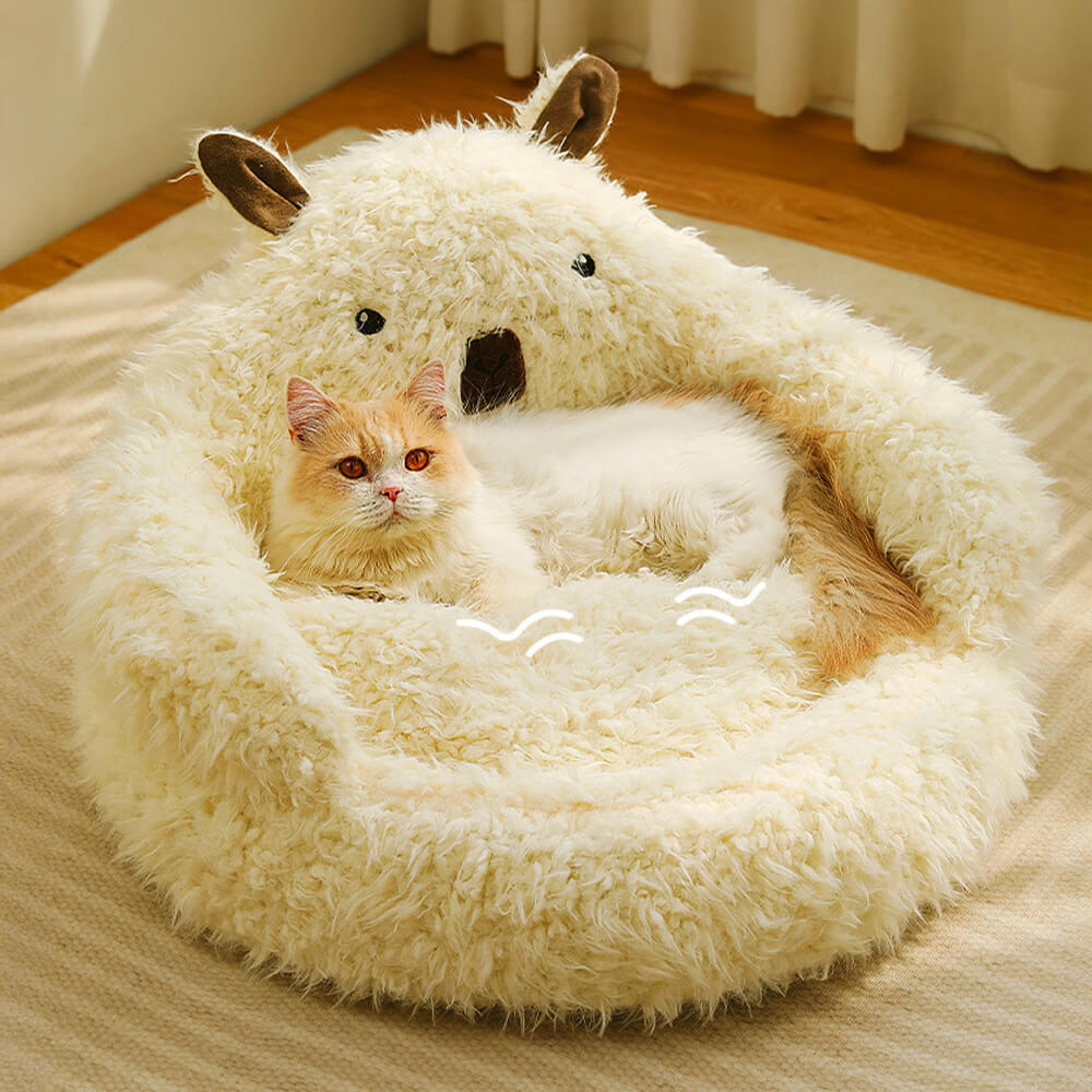 Alpaca-shaped, fluffy, warm, detachable dog and cat bed