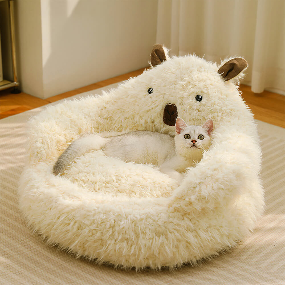 Alpaca-shaped, fluffy, warm, detachable dog and cat bed