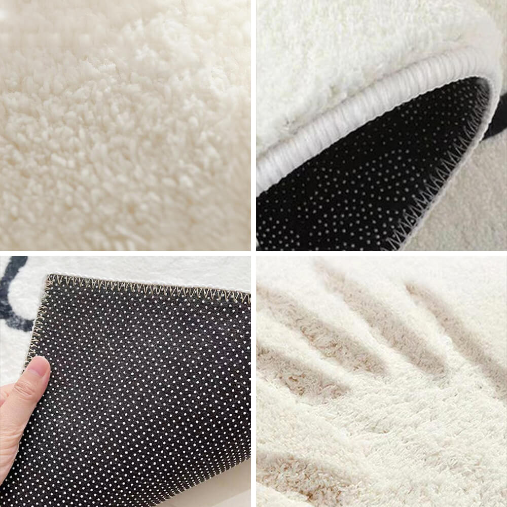 Faux Cashmere Checkered Cozy Nightstand Rug Irregular Shape Rug