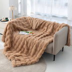 Premium Bubble Double Layer Thick Faux Rabbit Fur Blanket