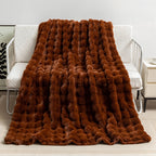 Premium Bubble Double Layer Thick Faux Rabbit Fur Blanket