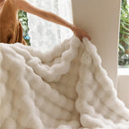 Premium Bubble Double Layer Thick Faux Rabbit Fur Blanket