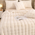 Premium Bubble Double Layer Thick Faux Rabbit Fur Blanket