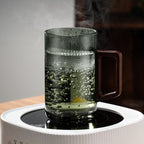 GIANXI Tea cup with moon filter Japanese wooden handle heat-resistant glass cups tea leaf separation tea cup set